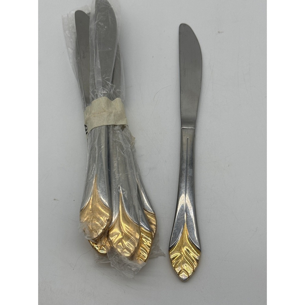 7 Cambridge Silver Chantal-Gold Accent Dinner Knives Flatware‎ 1997